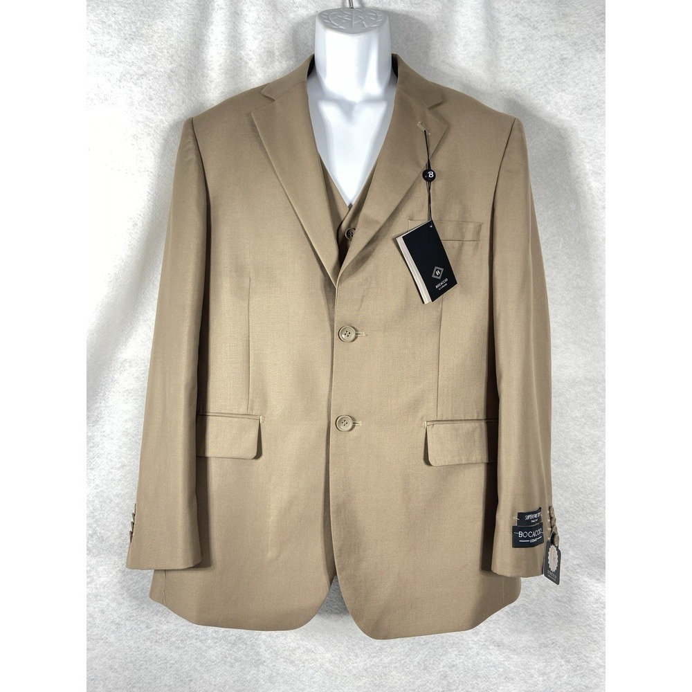 Bocaccio Uomo 2PC Jacket & Vest Set Mens 38S Brown Super Fine 130's New